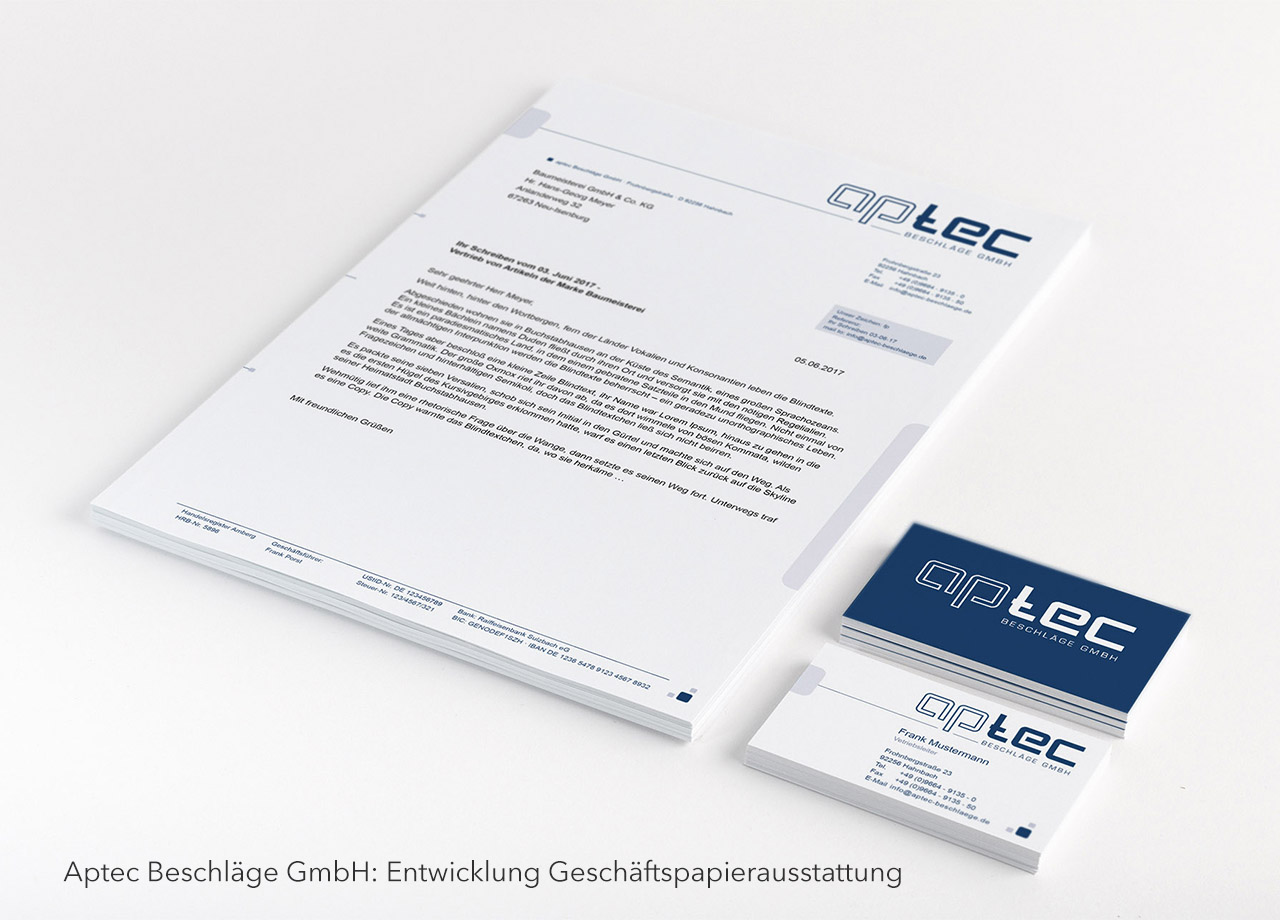 Visual Unlimited Aptec Entwicklung Geschäftspapierausstattung