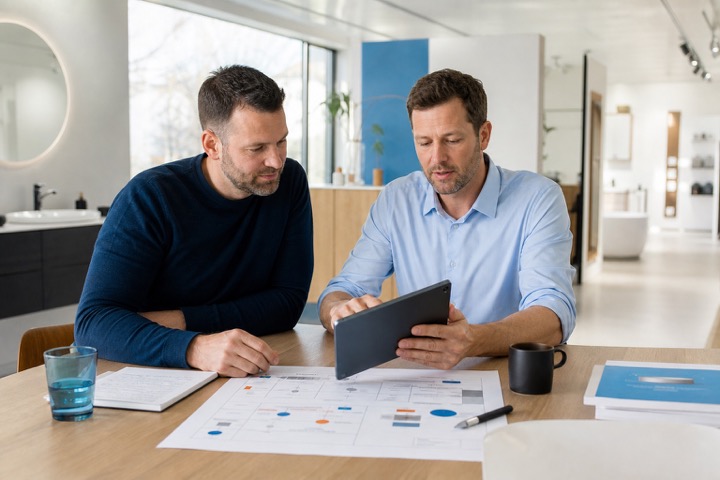SHK-Unternehmer und Marketingberater analysieren gemeinsam die Ausgangslage