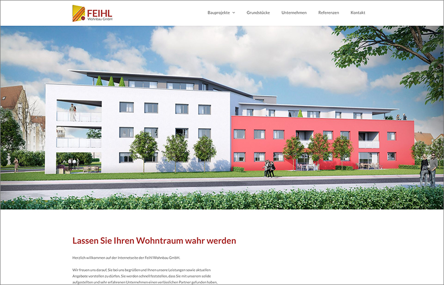 Visual Unlimited Webseite Feihl Wohnbau GmbH