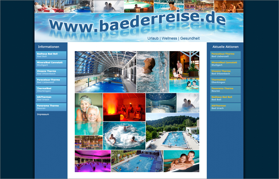 Visual Unlimited Webseite Bäderreise in Baden Württemberg