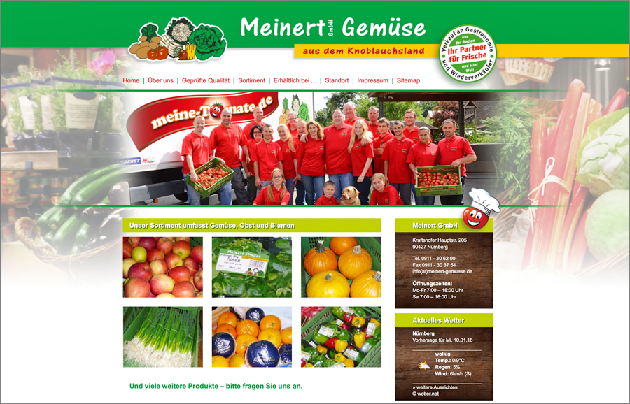 Visual Unlimited Webseite Meinert GmbH Gemüse Großhandel