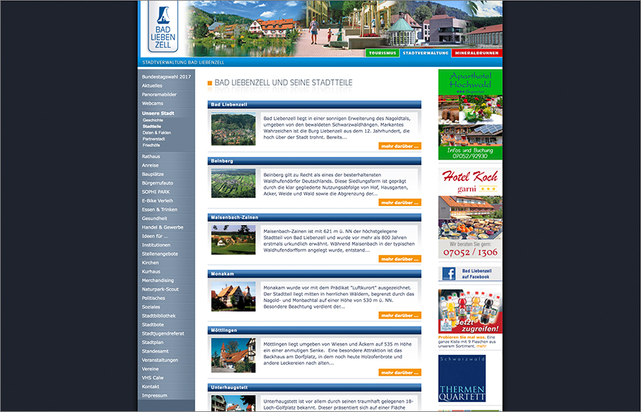 Visual Unlimited Webseite Stadtverwaltung Bad Liebenzell