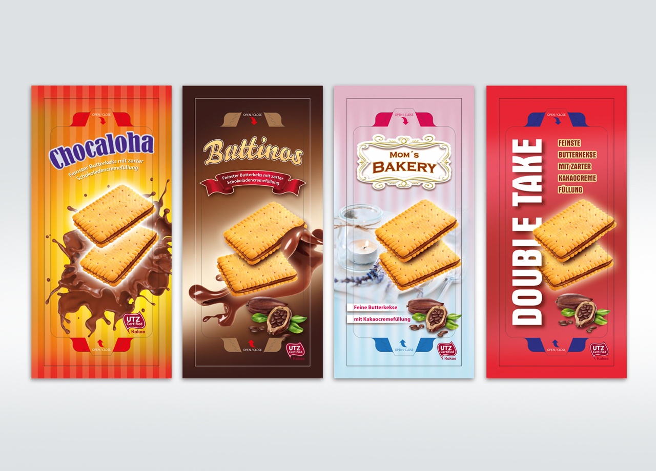 Visual Unlimited Entwürfe Continental Bakeries Butterkeks und Schokoladencreme Beutel
