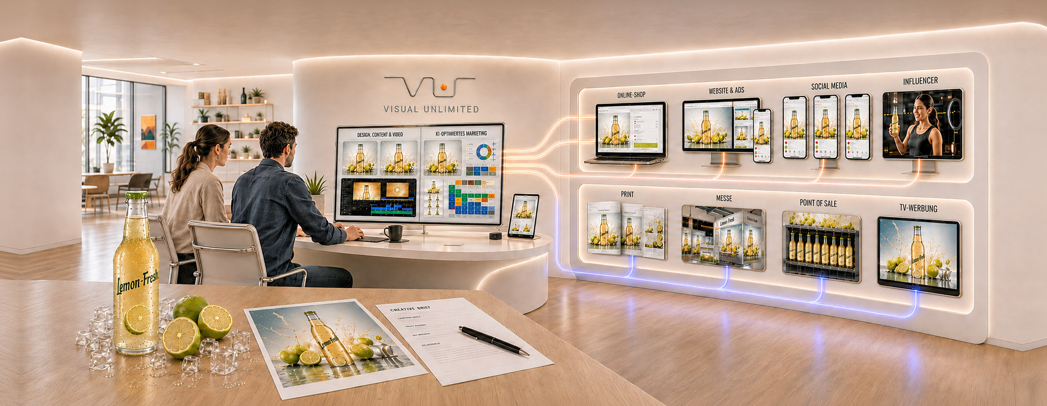 Visual Unlimited steuert Design, Content und Ausspielung zu den verschiedensten Medien mit optimierten KI-gestützten Prozessen